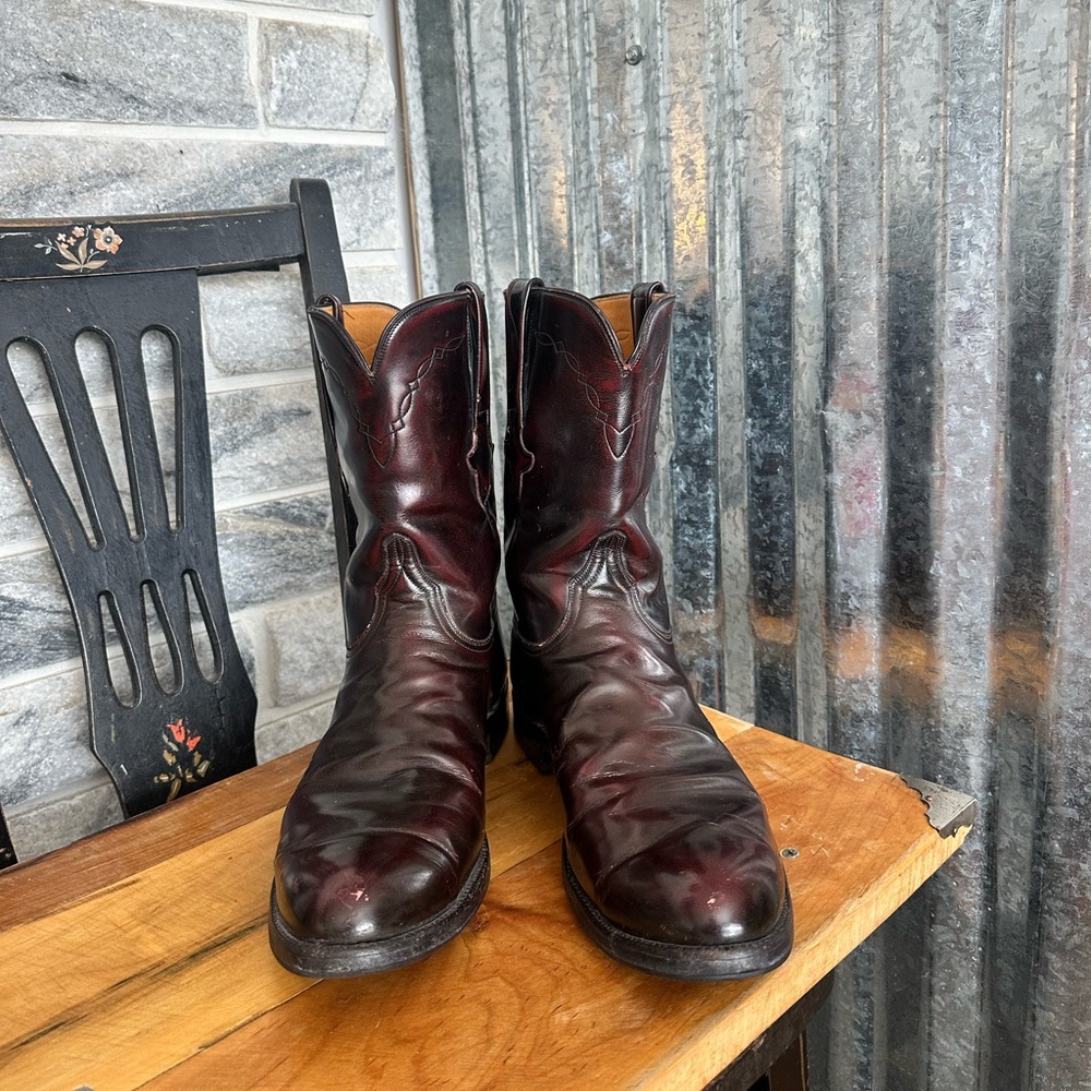 Lucchese Dark Burgundy Cowboy Boots